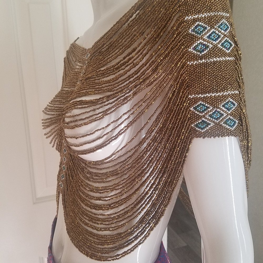 Beaded Bronze/Gold Shawl Top
